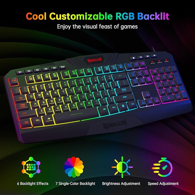 Redragon S101 Wired Rgb Backlit Gaming 4 In 1 Combo