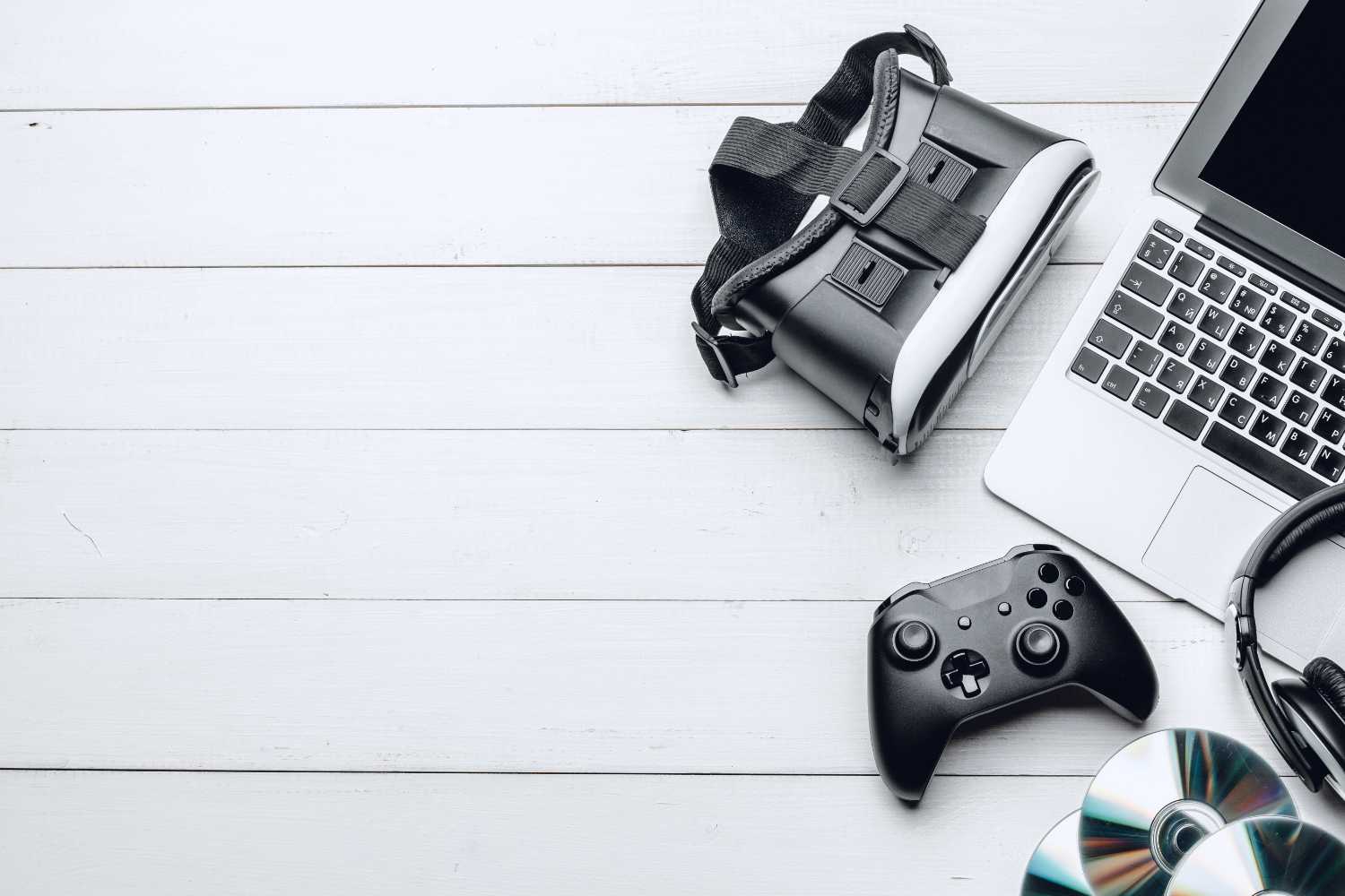 gamer workspace concept, top view